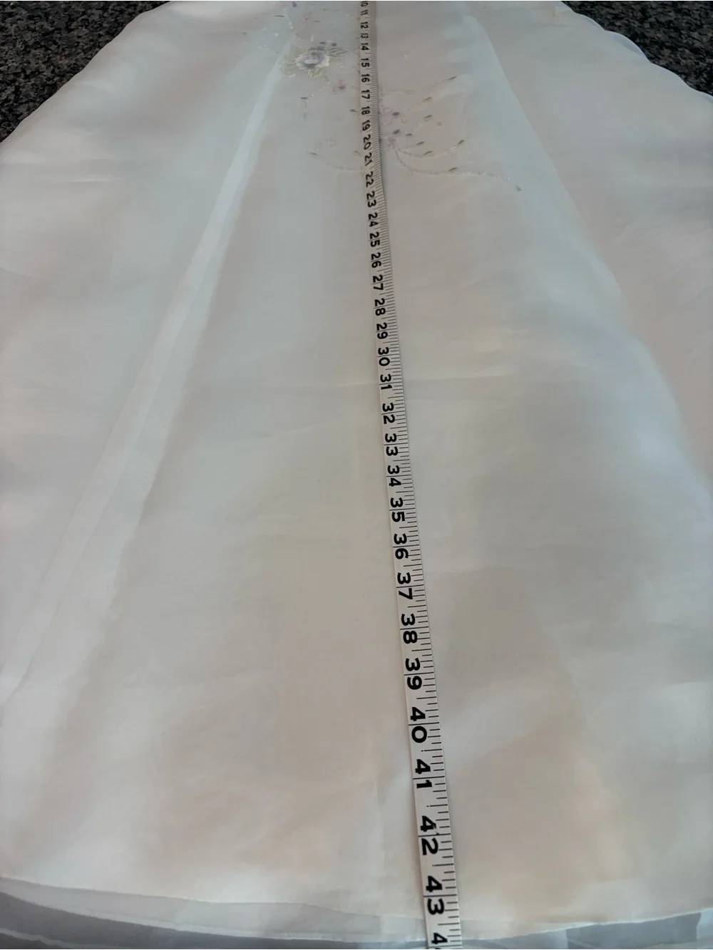 David's Bridal Ivory Floral Appliqué A-Line Dress - Picture 11 of 14